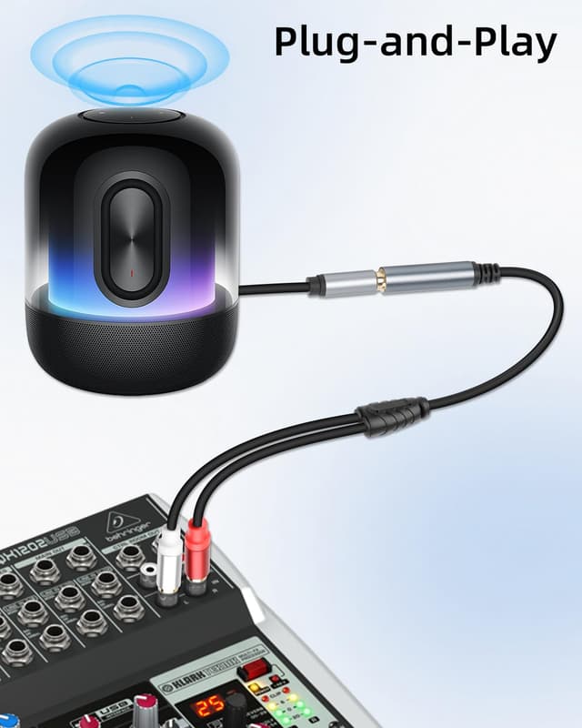 Detalle de RIIEYOCA 6.35mm to 2 RCA Splitter Audio Cable (TRS to dual RCA) for mixers, amps and home AV