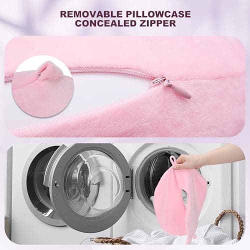 Detalle 2 de Cirorld almohada de viaje hinchable para cuello (rosado), con máscara de ojos, tapones y bolsa