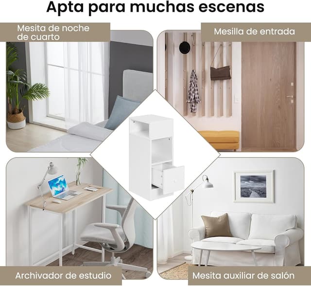 Thumbnail 7 de EUGAD 0179ZZ Mesita de Noche Blanca 2 compartimentos, 1 cajón