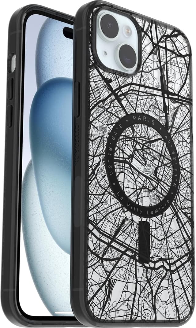 Detalle 2 de OtterBox Clear Case con MagSafe per iPhone 15 Plus: protezione sottile e compatibile con ricarica wireless