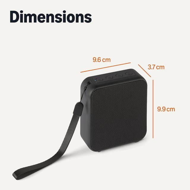 Detalle 1 de Amazon Basics Portable Wireless Bluetooth 5.3 Speaker (Compact, 6h runtime, IPX5) – Black