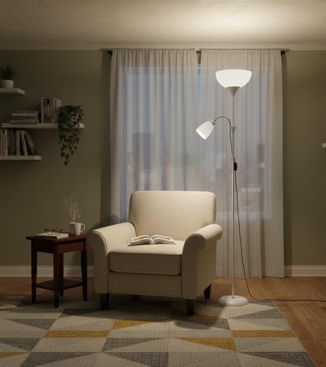 Detalle 2 de BEL AIR HOME Varese Lámpara de Pie Moderna 💡 178cm Blanco