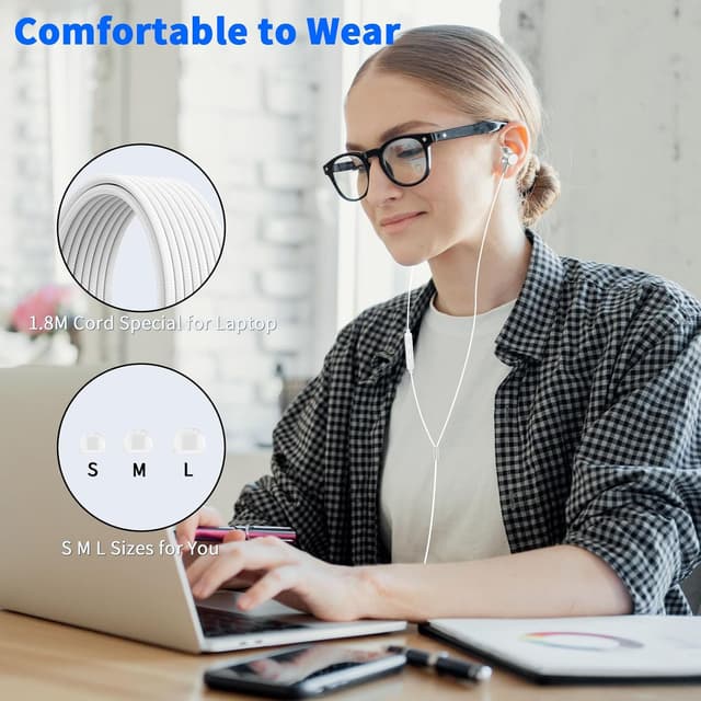 Detalle de 3.5mm Wired Earbuds with Mic, 1.8M Cable