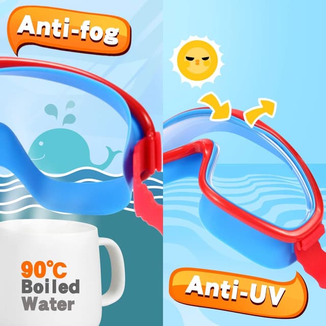 Detalle de EasYoung 2-Pack Kids Swim Goggles (Ages 3–15) – Wide Vision, Anti-Fog & UV Protection