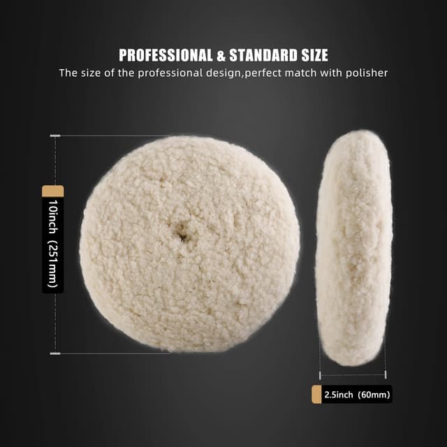 Detalle 2 de SPTA 8" (200mm) Double-Sided 100% Natural Wool Buffing Pad with 5/8-11 Thread