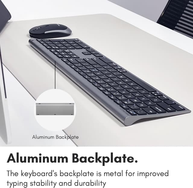 Thumbnail 6 de Macally Premium Bluetooth Keyboard and Mouse Combo for Mac (110-Key Multi-Device, Rechargeable) — Space Gray