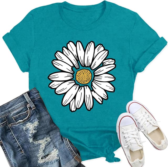 Thumbnail 6 de Qskall Daisy T Shirts for Women Marguerite Daisy Floral Shirt (Wildflower Tee)
