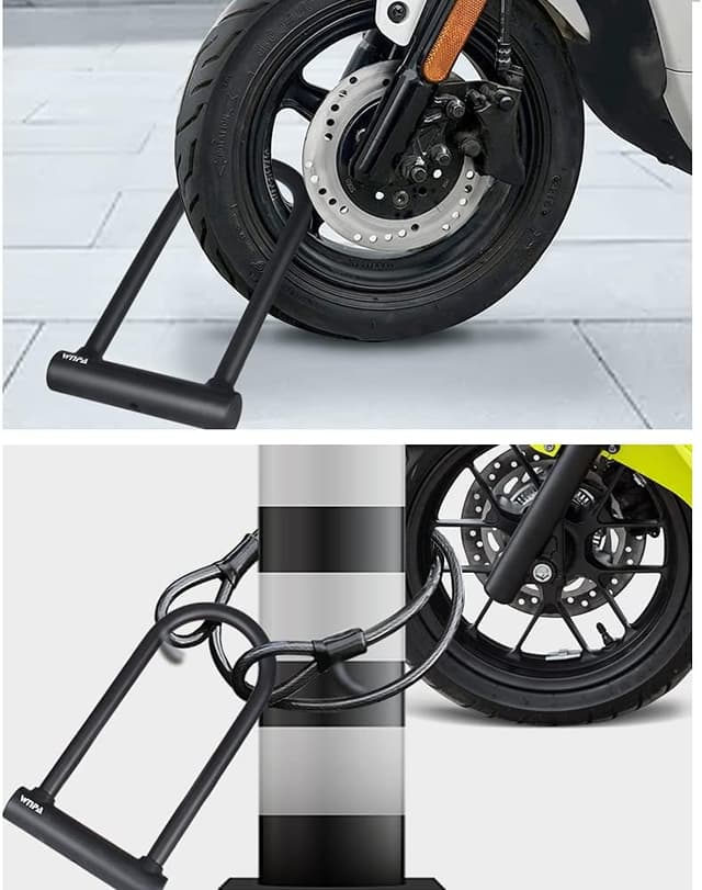 Detalle de Lucchetto a U per bici antitaglio con cavo flessibile 1,2 m e staffa di montaggio (Grilli WNPA)