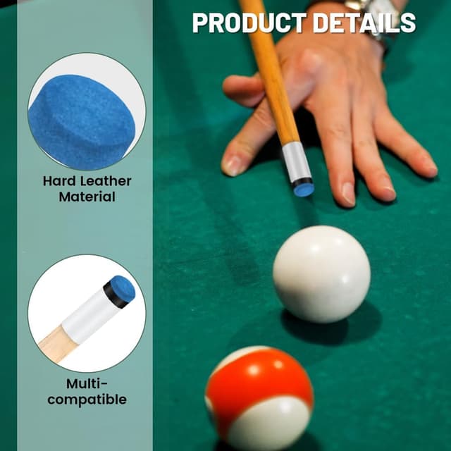 Detalle de flintronic – 20 embouts de queue de billard en cuir dur (bleus) pour snooker et pool