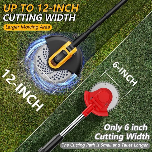 Detalle de 12" Cordless Strimmer with 21V Brushless Motor, 2×3.0Ah Batteries and Charger (4-in-1, Detachable Wheels)