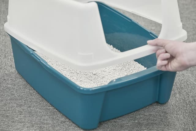 Detalle 2 de Iris Ohyama CLH-12 – Bac à litière pour chat avec pelle, lot de 2 (bleu), parois amovibles