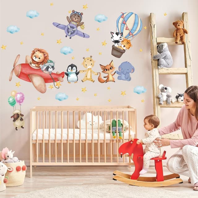 Thumbnail 6 de TOARTi Flugzeug- & Tier-Wandtattoo für das Kinderzimmer – wiederablösbare Wandsticker aus PVC