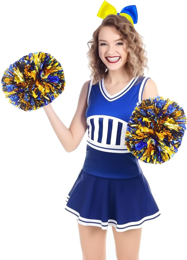 Detalle 2 de 12Pcs Metallic Cheerleading Pom Poms 10.6"