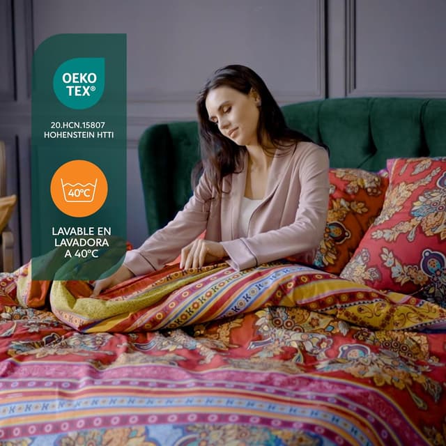 Thumbnail 4 de Funda Nórdica 155x220cm Boho Mandala Rojo Azul con Almohada