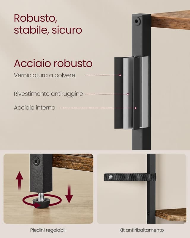 Detalle 2 de VASAGLE LBC580K01 mensola angolare da 5 ripiani