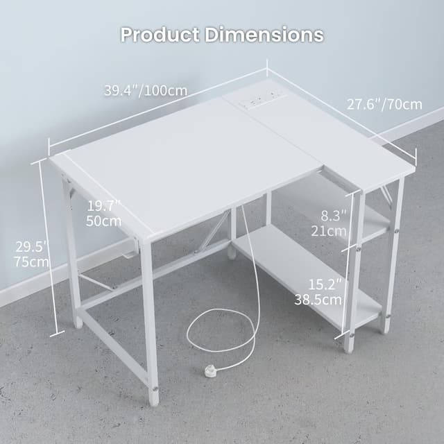 Detalle de DOMSHOCT Small L Shaped Gaming Desk 100x70cm