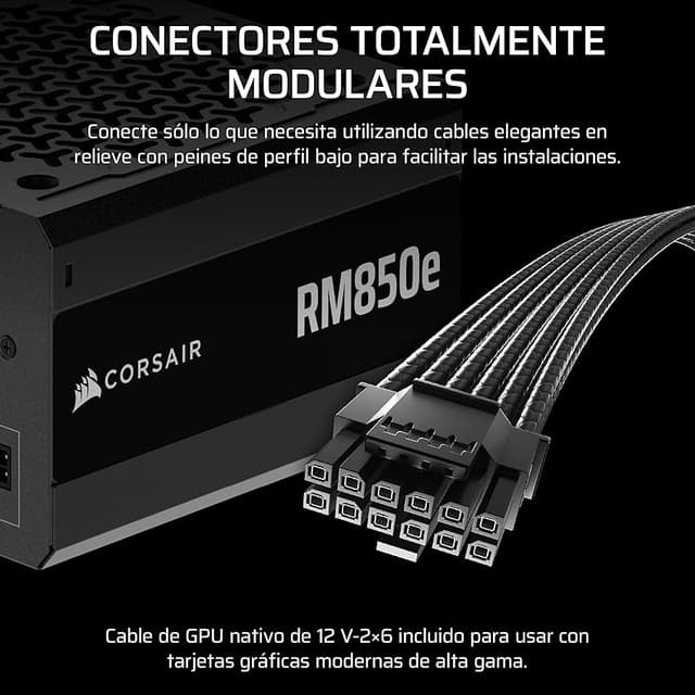 Detalle 2 de CORSAIR RM850e (2025) Fuente ATX 850 W, modular 🖥