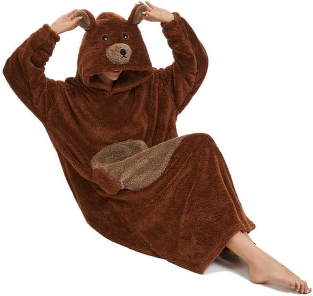 Detalle de Chuangminghangqi Kuscheldecke zum Anziehen mit Ärmeln und Kapuze – Oversized Hoodie Decke für Winter (Unisex)