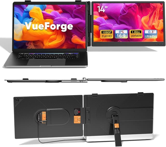 Detalle de VueForge Laptop Screen Extender 14" FHD Dual Screen Monitor (USB-C/HDMI)