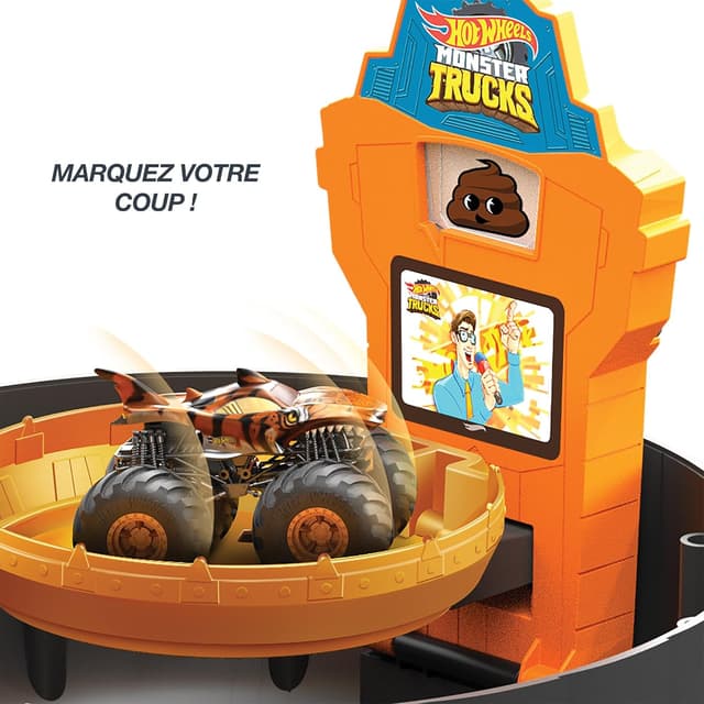 Detalle 2 de Hot Wheels Monster Trucks Coffret Arène Roue HHY74 : piste à lancer et 6 véhicules au 1/64