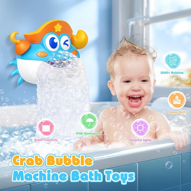 Detalle de Light-Up Baby Bath Bubble Machine Bath Toy with Colourful RGB LED Lights (Ages 1–8)