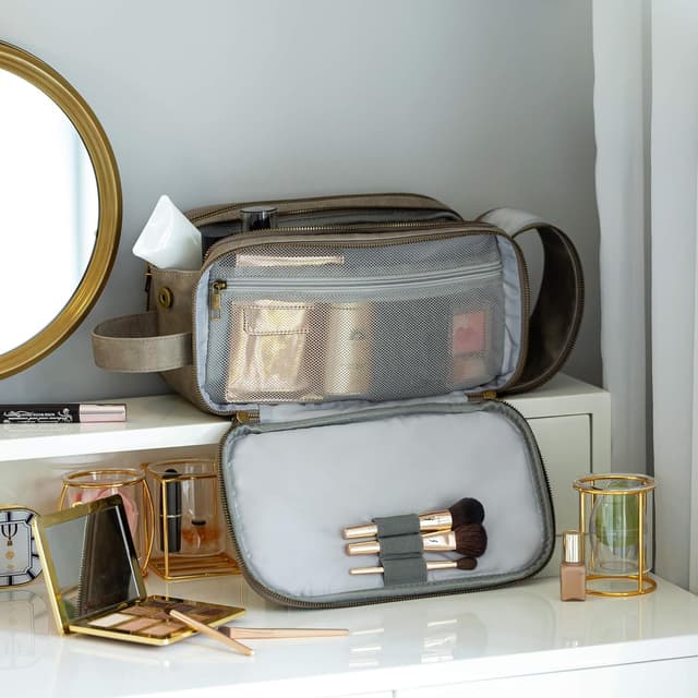 Thumbnail 6 de Elviros Water-Resistant PU Leather Toiletry Bag for Men (Large) – Travel Wash, Shaving & Wet/Dry Organiser