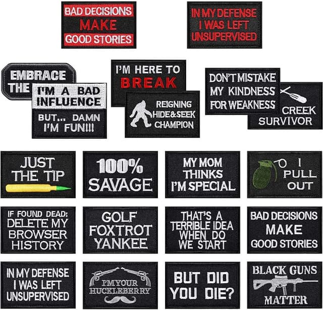 Detalle de AXEN 20-Piece Tactical Morale Embroidery Patch set with hook & loop backing