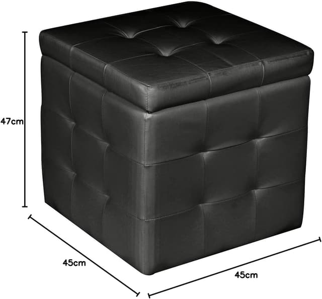 Detalle 2 de Pouf contenitore in ecopelle nero 45 cm