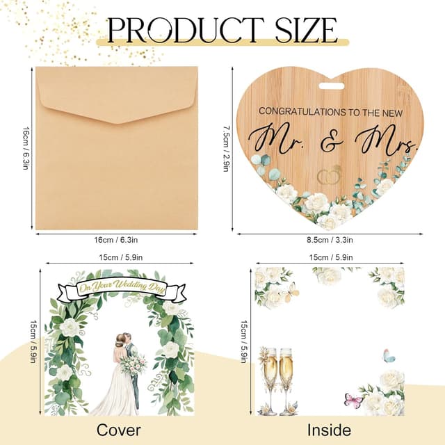 Thumbnail 4 de TheGiffter Wedding Card with Wooden Heart Plaque