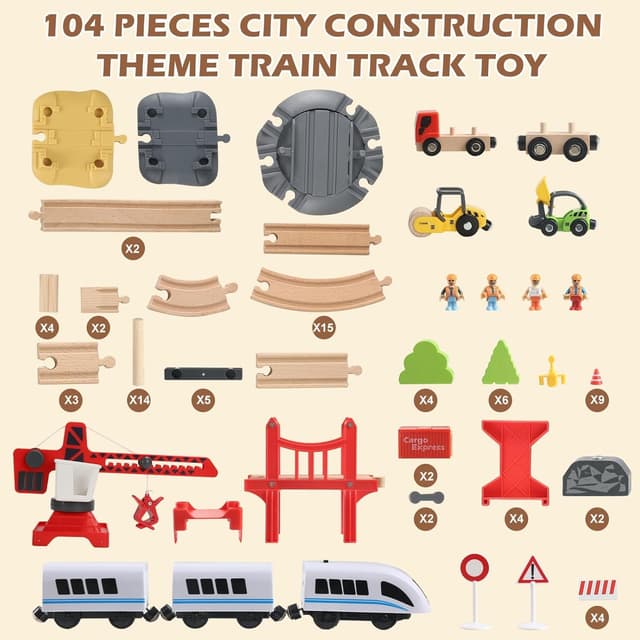 Detalle 2 de Wooden Train Set 104 pcs for toddlers
