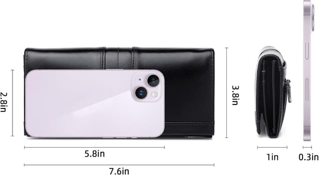 Detalle 2 de SCHLATUM Slim Wallets for Women RFID Blocking leather bifold with coin pocket & ID window, Black