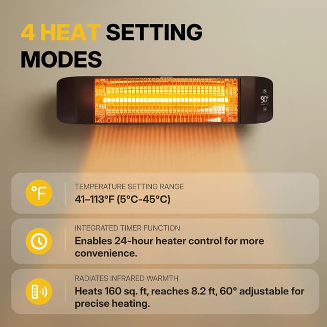 Thumbnail 2 de Electric Outdoor Heater 1500W Patio Heater