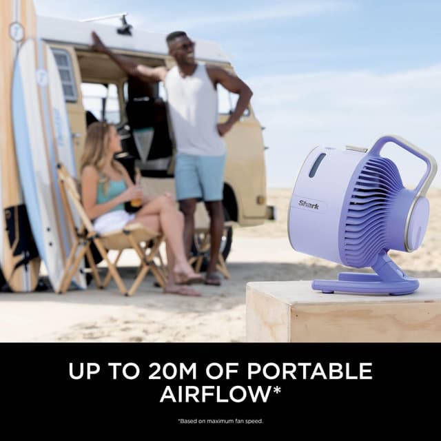 Detalle 2 de Shark FlexBreeze HydroGo Cordless Fan (FA050UKLV) with Misting – Portable indoor/outdoor cooling in lilac