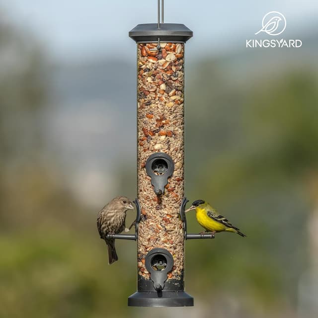 Thumbnail 6 de Kingsyard 2-Pack Tube Feeders with 6 Feeding Ports (Weatherproof Hard Plastic & Steel Hanger) — Black