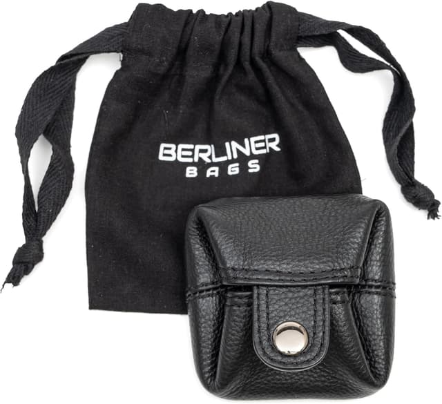 Detalle de Berliner Bags Premium Kleingeldbörse Lena M aus Vollnarbenleder (schwarz) – Mini-Portemonnaie für Münzen