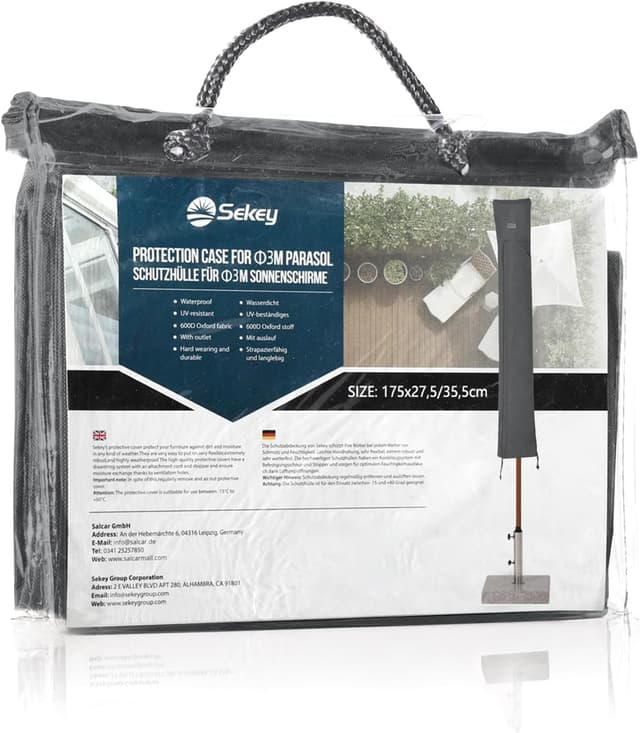 Thumbnail 6 de Sekey Schutzhülle für Sonnenschirm bis Ø 300 cm – Abdeckhaube mit UV-schutz und Reißverschluss