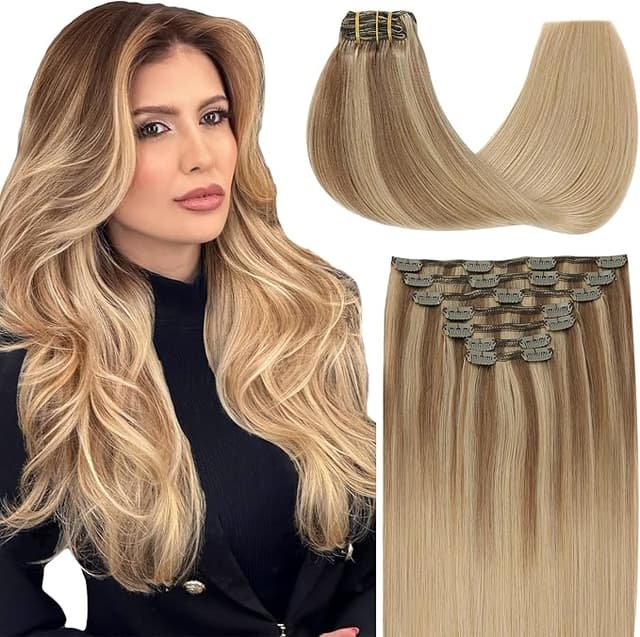 Imagen de SURNEL Extensiones de Clip Pelo Natural Remy 45cm Marrón a Rubio en OfertitasTOP