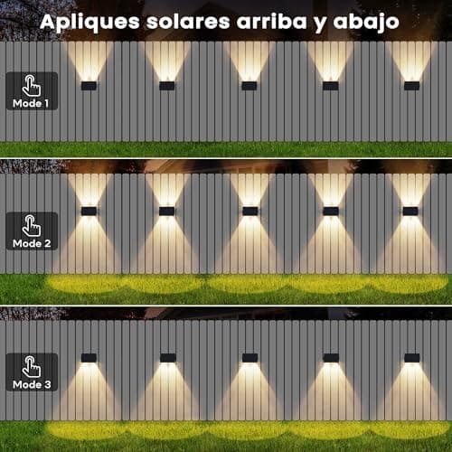 Detalle 2 de IIRARA Aplique Solar de Exterior arriba y abajo con 4 LED e IP67