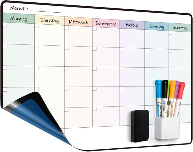 Detalle de MCCORL Whiteboard Monatsplaner/Wochenplaner (selbstklebend) 42×28 cm – abwischbar für Wand, Glas & Holz
