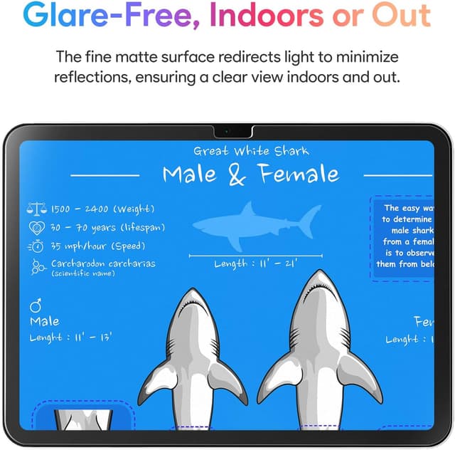 Detalle 2 de KCT 2-Pack Paperfeel Matte Tempered Glass Screen Protectors for iPad (A16 11th Gen 2025 & iPad 10th Gen 10.9-inch, A10th models)