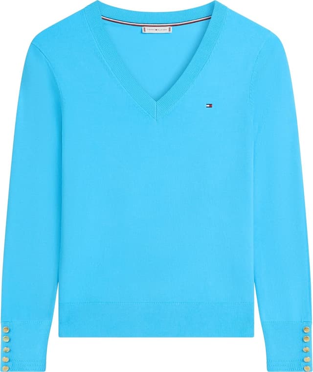 Detalle de Tommy Hilfiger pullover donna in maglia con scollo a V