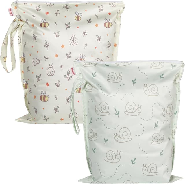 Detalle de HECCEI WetBag Kindergarten Nassbeutel – 2er Set wasserdichter Wetbag als Nappy- & Schwimmsachen-Tasche