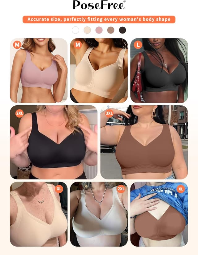 Thumbnail 4 de PoseFree Seamless Wireless Bra 5-Row Closure
