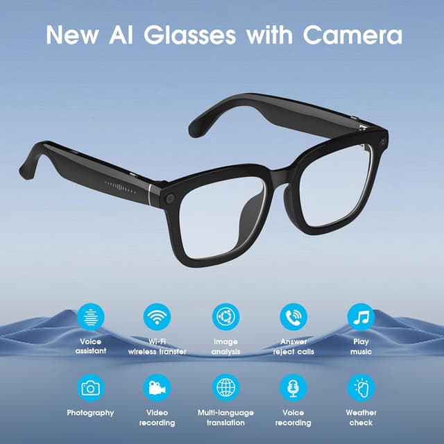 Detalle 2 de Tulbeys AI Smart Glasses with HD 1200P Camera (8MP) – Auto Tint Photochromic Lenses for Travel & Outdoor Use
