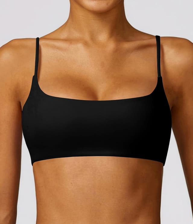 Detalle de Comper Women’s Thin-Strap Wirefree Sports Bra with Removable Pads (U-Shape Racerback)