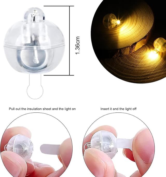 Thumbnail 2 de LED Ballons Lichter 60 Stück Mini Warmweiß 🎉