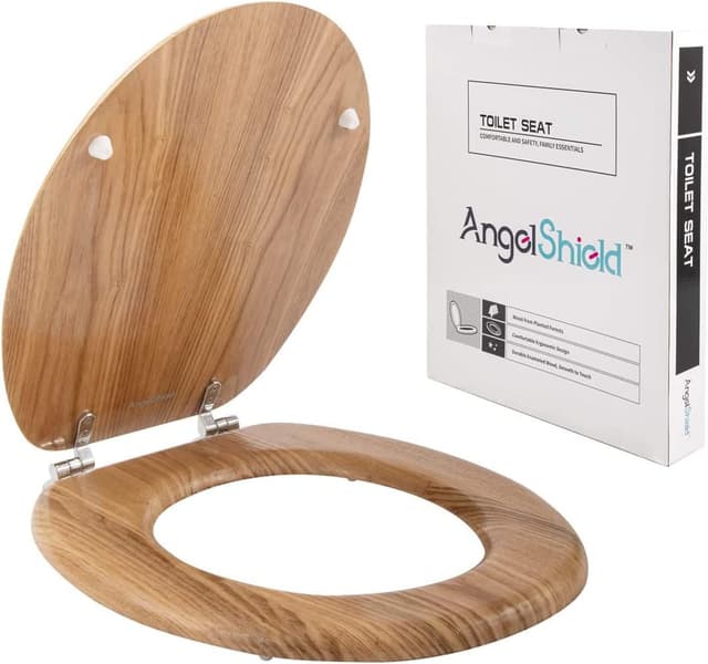 Thumbnail 4 de Angel Shield Antibacterial Wooden Toilet Seat 45x37cm