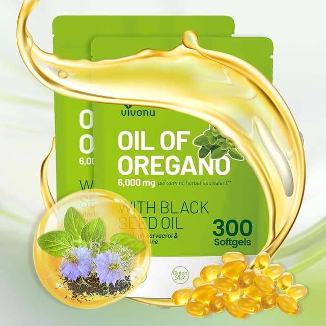 Thumbnail 6 de VivoNu Oregano Öl Kapseln – 300 Weichkapseln mit 6000 mg Oreganoöl, 200 mg Schwarzkümmelöl & 165 mg Carvacrol