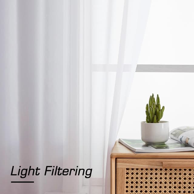 Detalle de Simplebrand White Sheer Curtains 84" 🪟
