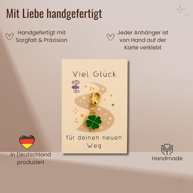 Detalle de Milaboo Kleeblatt Schlüsselanhänger mit Karte – Glücksbringer Geschenk in 12 Varianten, 55×85 mm (Neuer Weg)